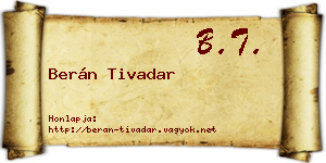 Berán Tivadar névjegykártya